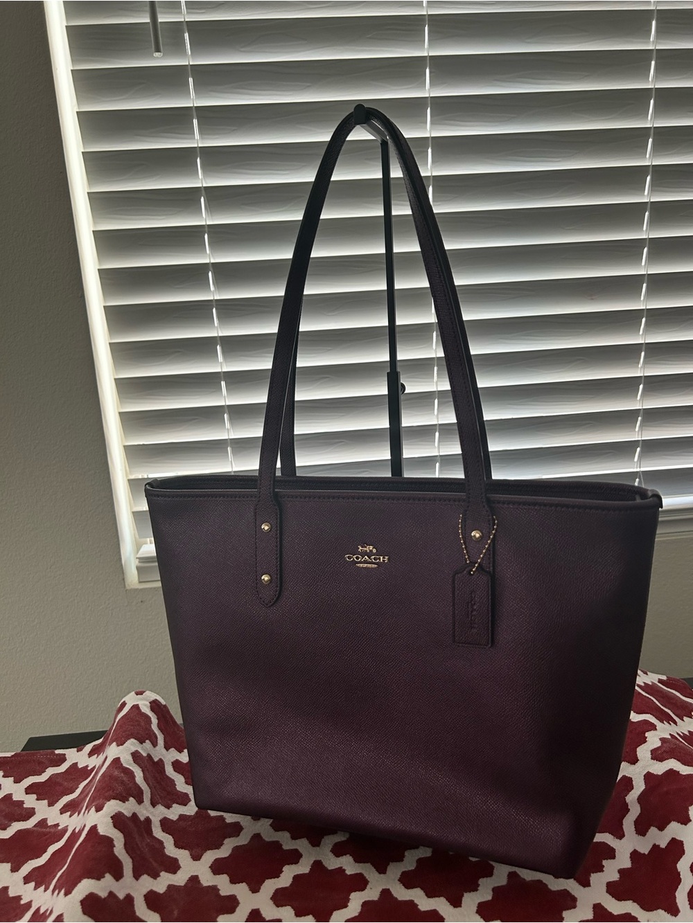 Coach Shimmery Purple Station Tote, gold hardware, original hang tag! - Picture 8 of 8